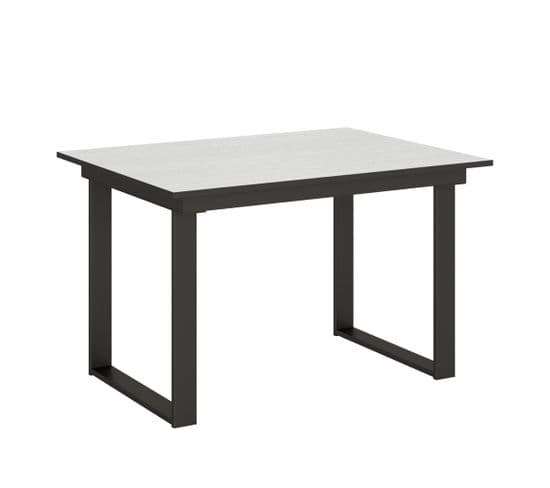 Table Extensible 90x120/180 Cm Bandos Frêne Blanc Cadre Anthracite