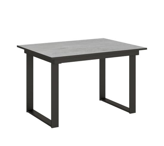 Table Extensible 90x120/180 Cm Bandos Ciment Cadre Anthracite