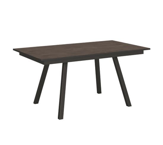Table Extensible 90x160/220 Cm Mirhi Noyer Cadre Anthracite