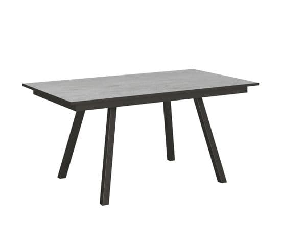 Table Extensible 90x160/220 Cm Mirhi Ciment Cadre Anthracite