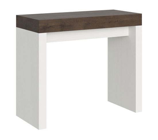Console Extensible 90x40/196 Cm Roxell Mix Small Dessus Noyer  - Structure Frêne Blanc