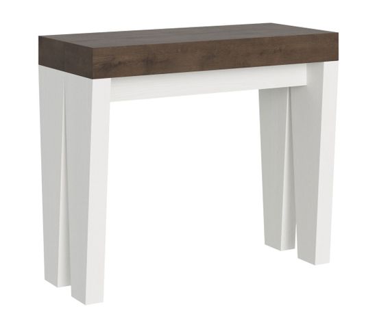Console Extensible 90x40/196 Cm Spimbo Mix Small Dessus Noyer  - Structure Frêne Blanc
