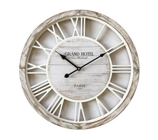 Horloge Salon Horloge Murale Shabby Vintage Bois Blanc 50x50x4,5