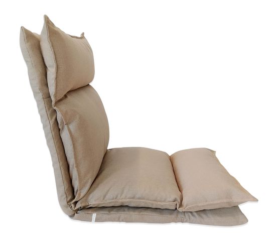Chaise De Sol Métal Beige Polyester Relaxante Inclinable 70x56x70