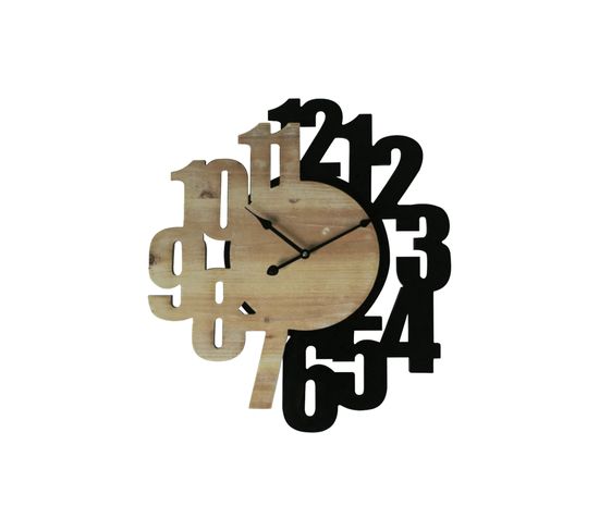 Horloge Murales Sculpté Mdf Marron Noir 56,5x4,5x50