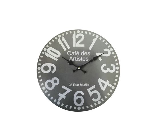Horloge Murale Horloges Modernes Gris Rond Mdf Hall 33,8x33,8x4