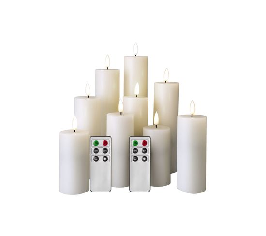 Set De 9 Bougies Électriques, Bougies LED, Avec Télécommande Et Minuteur, Blanc