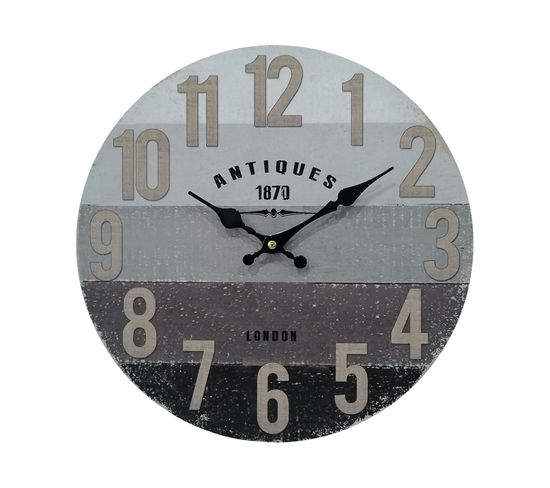 Horloge Murale Shabby Horloges Vintage Gris Noir Marron Mdf