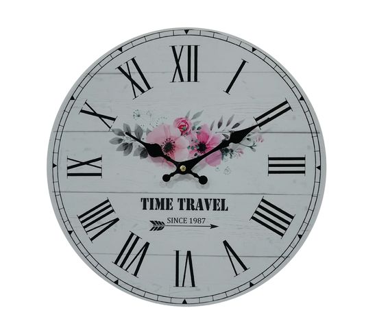 Horloge Murale Shabby Mdf Blanc Thčme Floral Pour Salon Cuisine