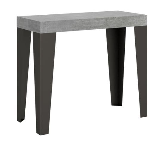 Console Extensible 90x40/196 Cm Flame Small Ciment Cadre Anthracite