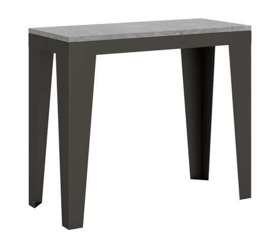 Console Extensible 90x40/196 Cm Flame Small Evolution Ciment Cadre Anthracite