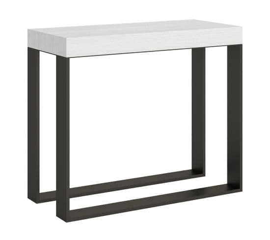 Console Extensible 90x40/196 Cm Elettra Small Frêne Blanc Cadre Anthracite