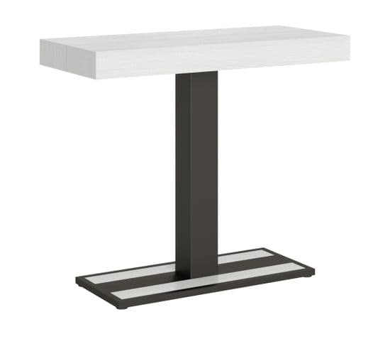 Console Extensible 90x40/196 Cm Capital Small Frêne Blanc Cadre Anthracite