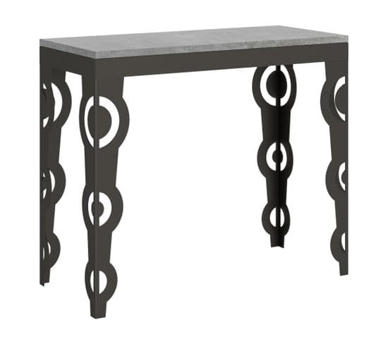 Console Extensible 90x40/196 Cm Karamay Small Evolution Ciment Cadre Anthracite