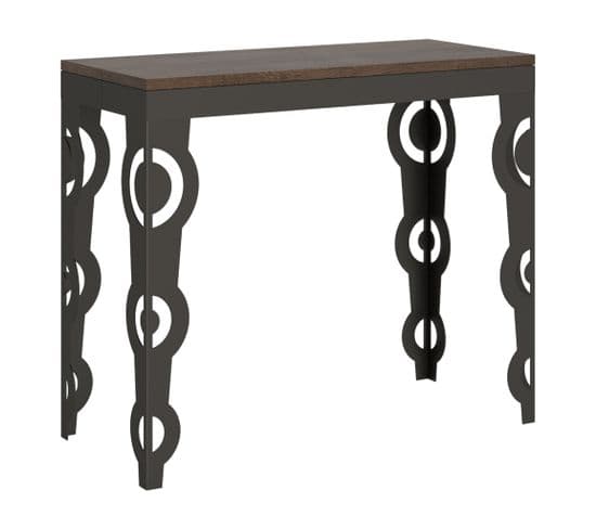 Console Extensible 90x40/196 Cm Karamay Small Evolution Noyer Cadre Anthracite