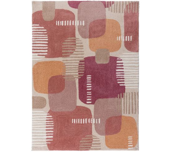 Tapis De Salon Moderne Pop Art En Polyester - Rose - 160x230 Cm