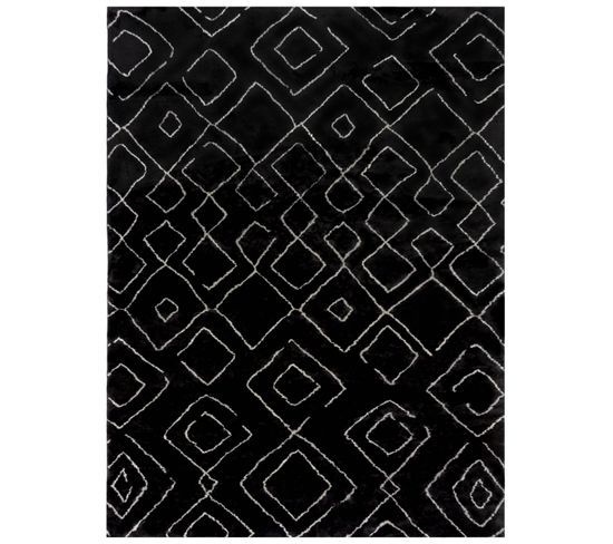Tapis Style Berbère Ramin En Acrylique - Noir - 120x170 Cm