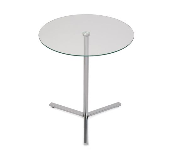 Table D'appoint Pour Le Salon, La Chambre Ou La Cuisine Bude 50x50x56cm,verre Et Métal, Argenté
