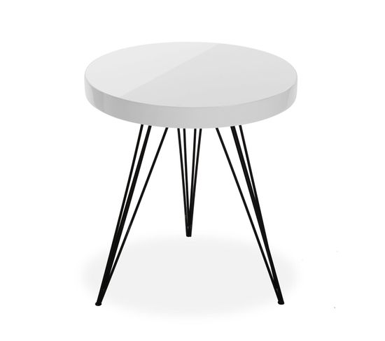 Table D'appoint Pour Le Salon, La Chambre Ou La Cuisine Fontana 51x51x55cm,bois Et Métal, Blanc