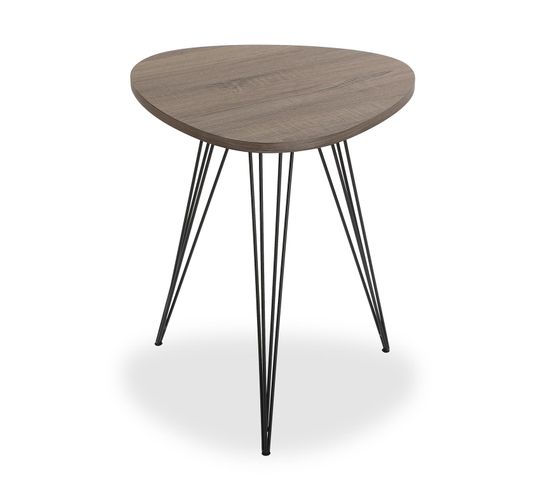 Table D'appoint Pour Le Salon Ou Chambre Seatle 50x50x60cm,bois Et Métal, Marron Et Noir