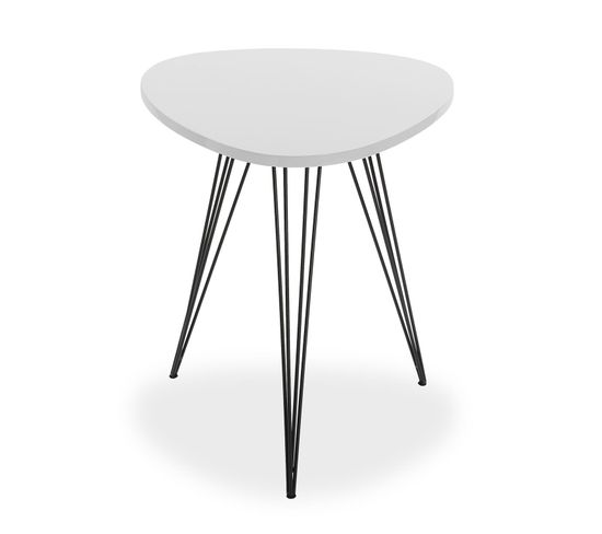 Table D'appoint Pour Le Salon Ou Chambre Seatle 50x50x60cm,bois Et Métal, Noir Et Blanc
