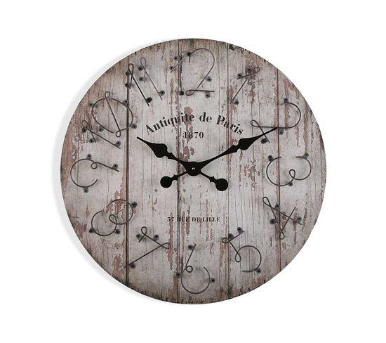 Horloge Murale Pour La Cuisine, Pendule Pour Salon Coffs 60x5x60 cm,bois, Gris
