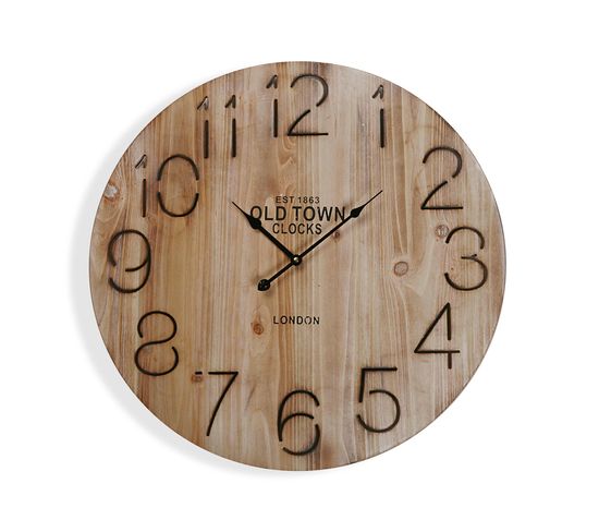Horloge Murale Pour La Cuisine, Pendule Pour Salon Rethel 58x4,5x58cm,bois, Marron