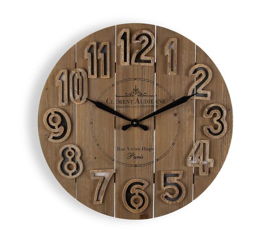 Horloge Murale Pour La Cuisine, Pendule Pour Salon Tanbar 60x6x60cm,bois, Marron