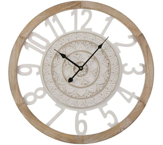 Horloge En Bois Rosace 55 Cm