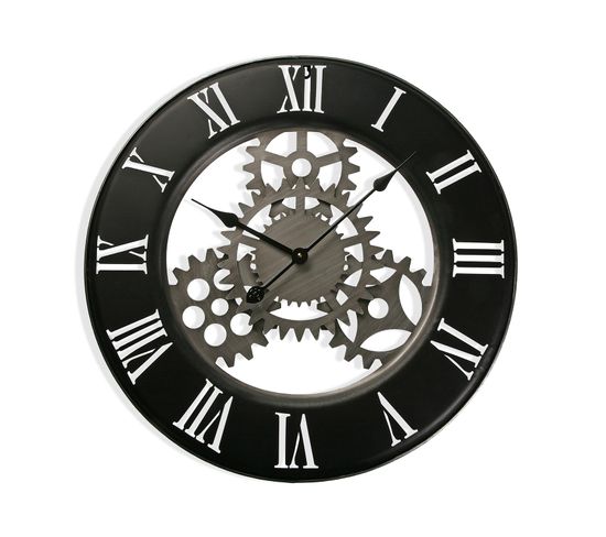 Horloge Murale Pour La Cuisine, Pendule Pour Salon Dongola 63x4,5x63cm,métal, Noir