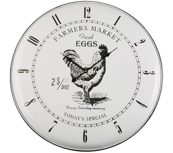 Horloge Murale En Métal Farmers Market 61.5 Cm Poule