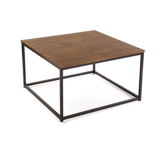 Table Basse à Café Taline 80x80x46cm,bois Et Métal, Noir