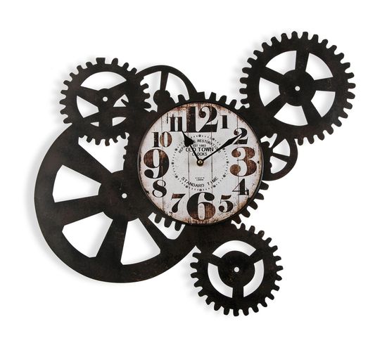 Horloge Murale Pour La Cuisine, Pendule Pour Salon Haupiri 54x4,3x51,7cm,métal, Noir