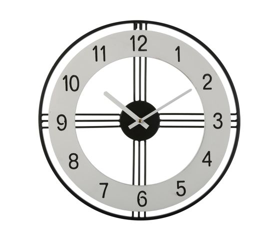 Horloge Murale Pour La Cuisine, Pendule Pour Salon Hazard 40x4x40cm,métal, Blanc Et Noir