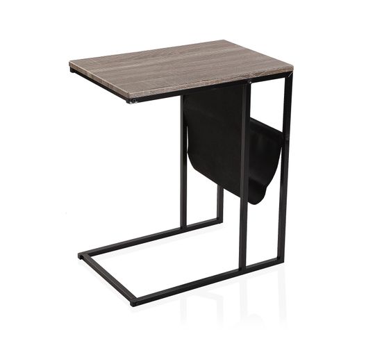 Table D'appoint Pour Le Salon Ou Chambre Mungati 52x35x61cm,bois Et Métal, Marron Et Noir