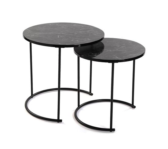 Table D'appoint Pour Le Salon, La Chambre Ou La Cuisine Eiffelton 50x50x49cm,bois Et Métal, Noir