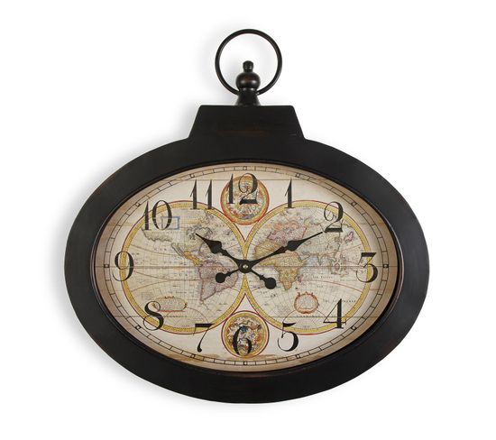 Horloge Murale Pour La Cuisine, Pendule Pour Salon Pangea 60x6x63cm,métal, Noir