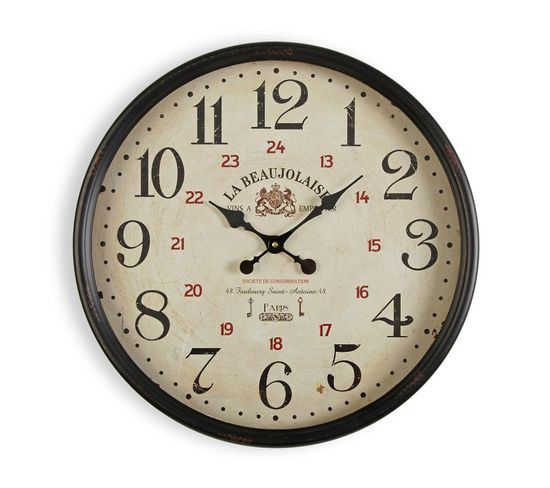 Horloge Murale Pour La Cuisine, Pendule Pour Salon Beaujolaise 50x13,5x50cm,métal, Noir