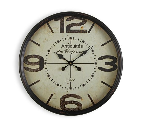 Horloge Murale Pour La Cuisine, Pendule Pour Salon Antiquites 50x13,5x50cm,métal, Noir