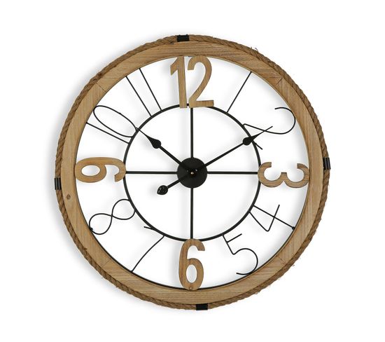 Horloge Murale Pour La Cuisine, Pendule Pour Salon Flatgap 70x4,5x70cm,bois Mdf, Marron Et Noir