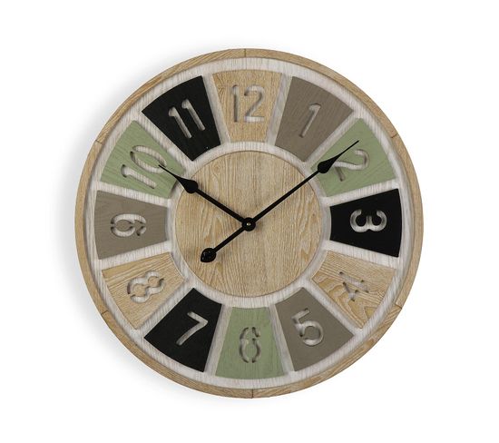 Horloge Murale Pour Salon Cutshin 60x4,5x60cm,bois Mdf, Gris, Noir Et Marron