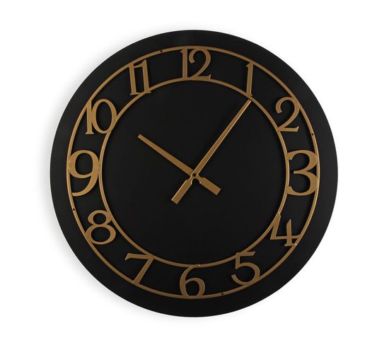 Horloge Murale Pour La Cuisine, Pendule Pour Salon Beattyville 60x4,5x60cm,bois Mdf, Noir Et Or