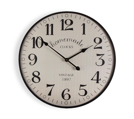 Horloge Murale Pour La Cuisine, Pendule Pour Salon Edsom 60x4,5x60cm,bois Et Métal, Beige Et Marron