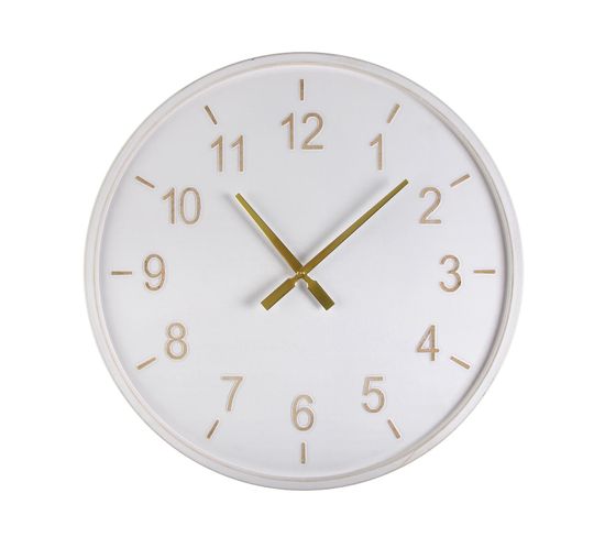 Horloge Murale Pour La Cuisine, Pendule Pour Salon Riscle 61x4,5x61cm,bois Mdf, Blanc
