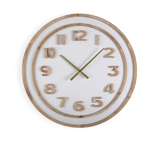 Horloge Murale Pour La Cuisine, Pendule Pour Salon Agen 60x4,5x60cm,bois Mdf, Blanc Et Marron