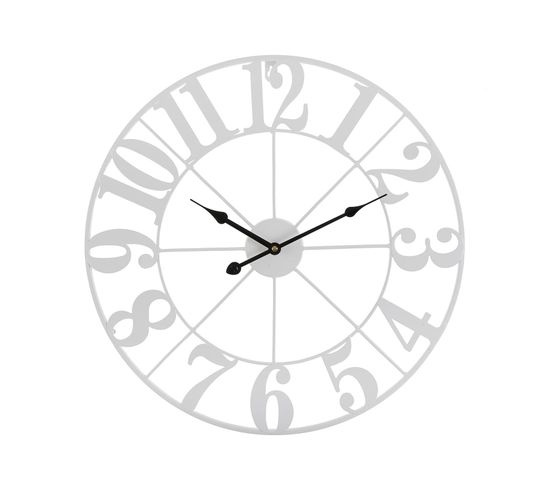 Horloge Murale Pour La Cuisine, Pendule Pour Salon Apikale 50x4x50cm,métal, Blanc