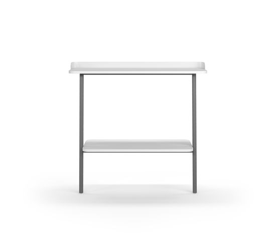 Table Console, Modèle Suomi 787 De Herdasa, En Mélamine Et Hêtre Massif. Blanc Et Graphite