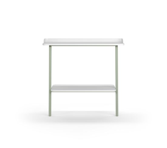Table Console, Modèle Suomi 787 De Herdasa, En Mélamine Et Hêtre Massif. Blanc Et Vert