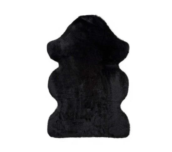 Tapis Intérieur 60x90 Cm Noir Forme Irrégulière Fox Shaggy Uni