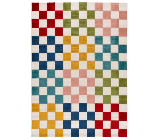 Tapis Extérieur 80x150 Cm Multicolore Rectangulaire Mila Géométrique Avec Relief